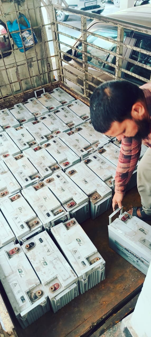 UPS batteries being loaded for pickup